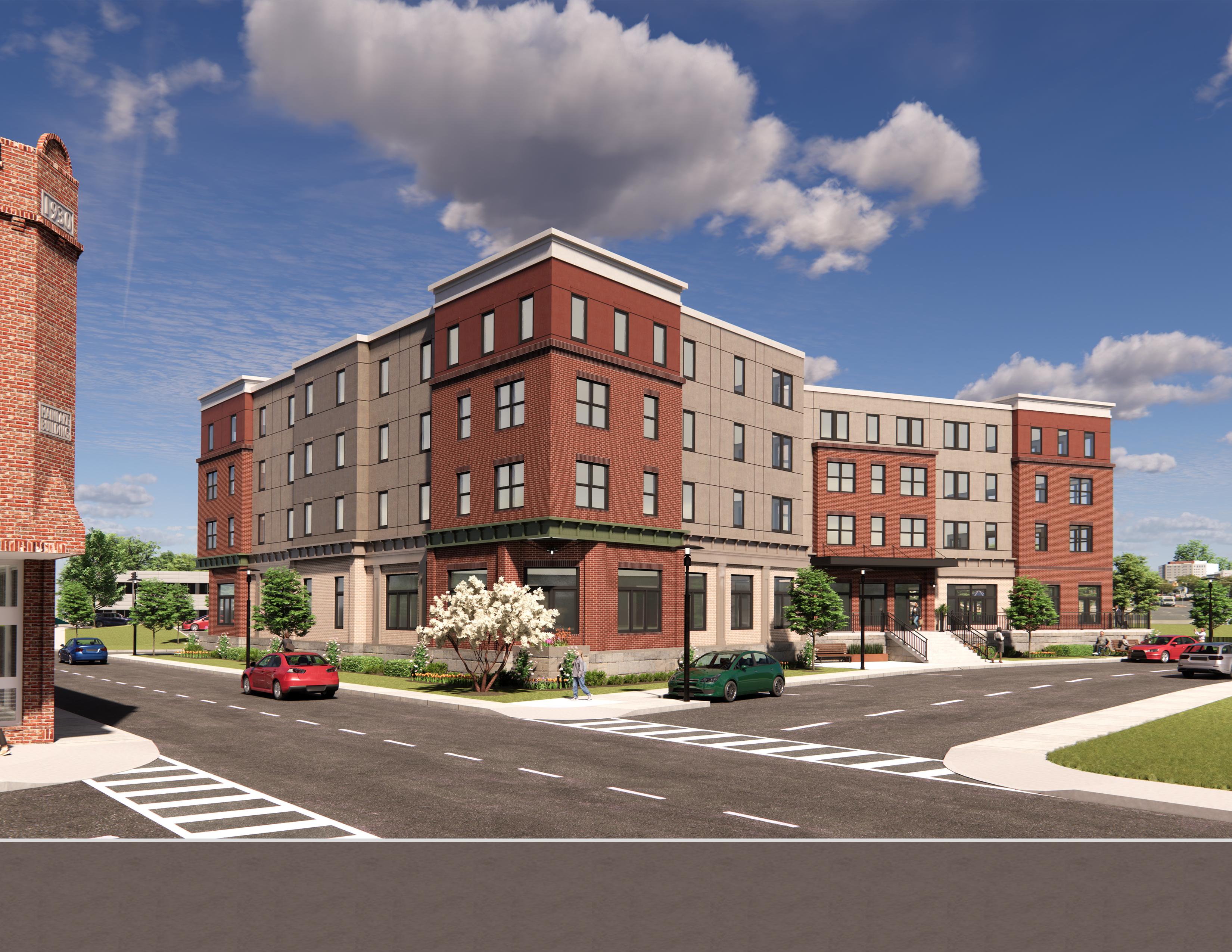 Architectural rendering of SBY Market on Main Street at the head of the Downtown Plaza